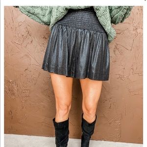 Black shiny metallic skort